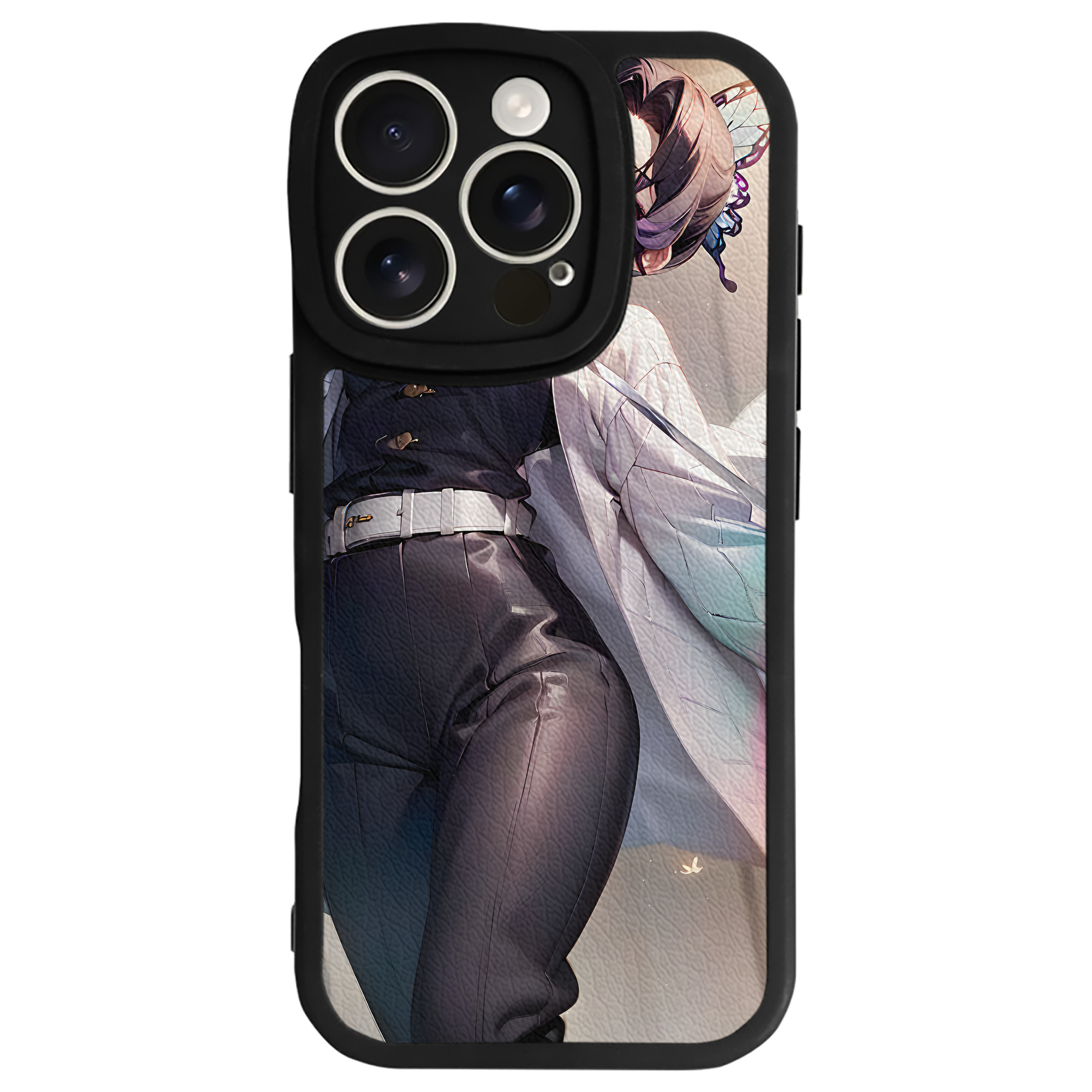 （画像用） 鬼滅の刃（きめつのやいば）蟲柱-胡蝶 しのぶ／こちょう しのぶ Kochou Shinobu 【iPhone 16シリーズ対応】シリコンスマホケース（レザー調） 材質：シリコン